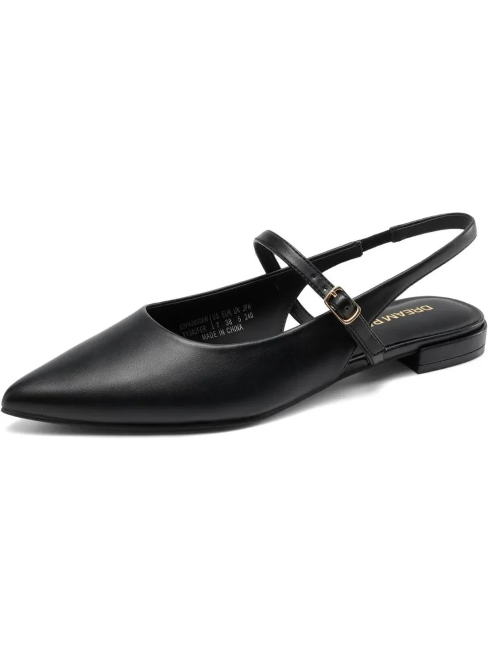 Dream Pairs Women's Black Pointed Toe Slingback Dressy Mary Jane Ballet Flats